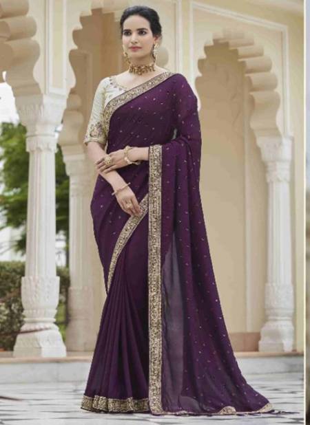 Purple Colour Avsar Vol 01 Shubhvastra New Latest Designer Heavy Vichitra Ethnic Wear Saree Collection 5418
